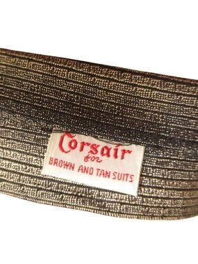 Vintage 1950's Mob Boss Necktie Corsair Acetate Brown Gold Striped Tie